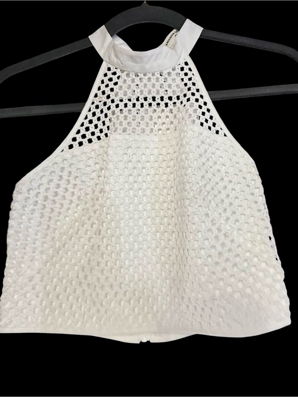 Amanda Uprichard Crochet Mesh Halter Top NWT